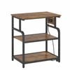 Advwin Mobile Printer Stand Kitchen Rcak with Charging Station Adjustable Shelves Walnut