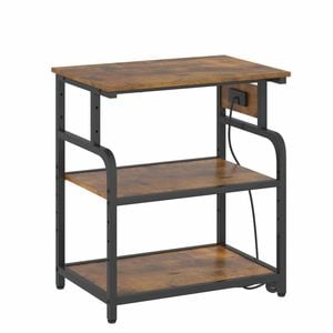 Advwin Mobile Printer Stand Kitchen Rcak with Charging Station Adjustable Shelves Walnut