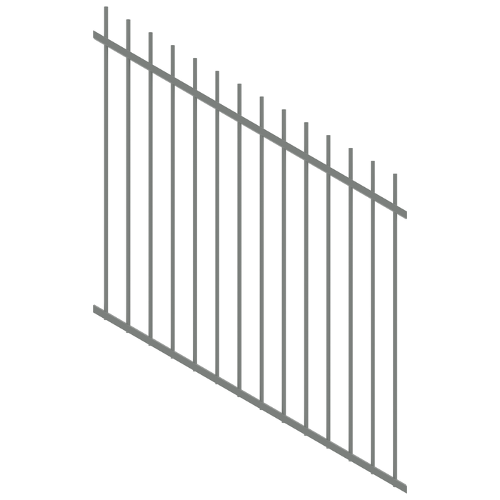 ProtectorAl 350 - 1200 x 1200mm Palladium Silver Raked 16-30º Picket Top Pool Fence Panel