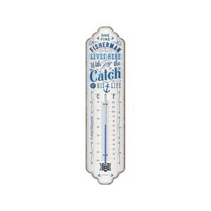 Nostalgic-art Wall Metal Thermometer Fisherman Catch 28x6.5x2cm