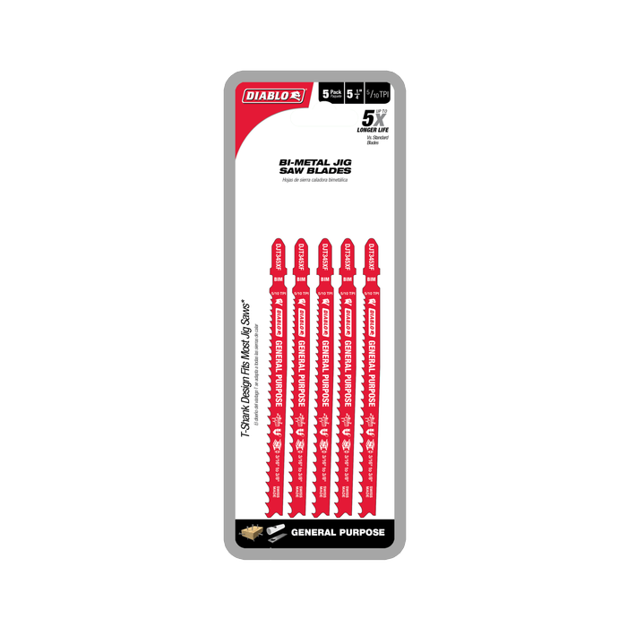 Diablo 132mm Bi-Metal Jig Saw Blade For General Purpose - 5 Pack