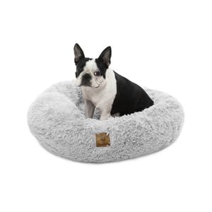 Charlie's Shaggy Faux Fur Round Calming Dog Bed Arctic White Small