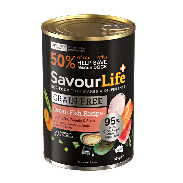 Savour Life Adult Grain Free Wet Dog Food Ocean Fish Recipe 12 x 375g