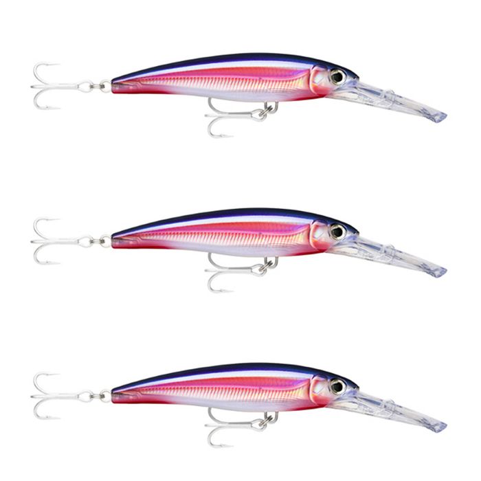 3x Rapala 16cm X Rap Magnum 30 Deep Diving Trolling Lures - HD Real Red Bait