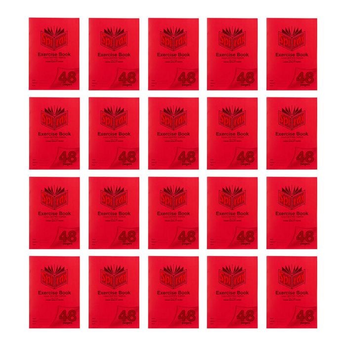 20x Spirax P103 Pp Cover Exercise Book A4 48 Pages 14mm Dotted Thirds Red