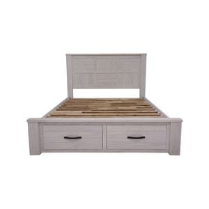 Foxglove Bed Frame Double Size Wood Mattress Base With Storage Drawers - White