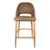 Durafurn 750mm High Mocha Fabric Semifreddo Bar Stool with Natural Beech Wood Legs