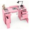 Advwin Vanity Desk Manicure Table with Dust Collector Glass Top Acetone Resistant Drawers Shelves Pink