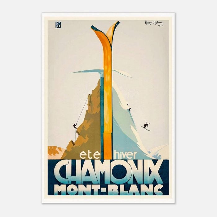 Galrie Vintage Ski Poster of Chamonix Mont Blanc: Summer and Winter Sports Art, Poster Only, A3 30 x 42cm (12 x 16inch)