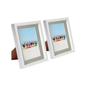 Nicola Spring 8" x 10" White 3D Box Photo Frames - 5" x 7" Mount - Pack of 2