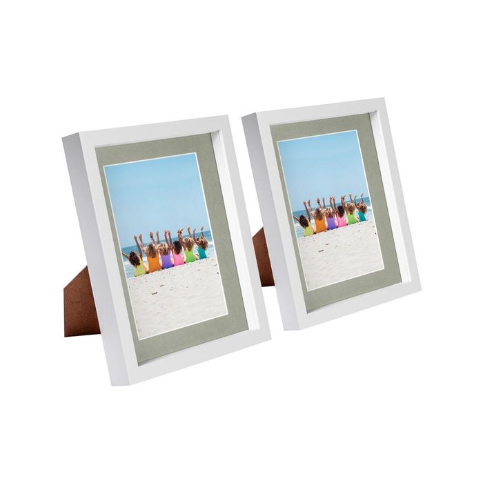 Nicola Spring 8" x 10" White 3D Box Photo Frames - 5" x 7" Mount - Pack of 2