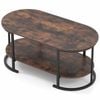 Costway Oval Coffee Table 2tier Metal Center Cocktail Table Shelf