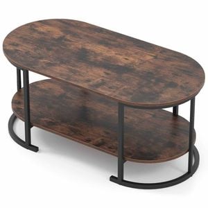 Costway Oval Coffee Table 2tier Metal Center Cocktail Table Shelf