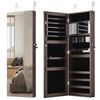 Costway Adjustable Jewelry Cabinet Wall/Door Mounted Full-length Mirror Brown