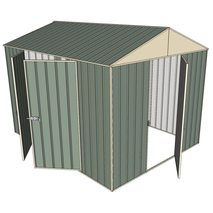 Build-a-Shed 2.3 x 3.0 x 2.3m Front Gable Double Hinged Side Door Shed - Green