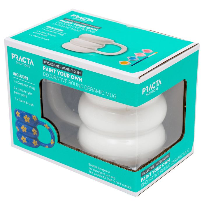 Practa Solutions Paint Your Own Round Ceramic Mug Kit