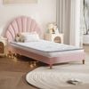Oikiture Bed Frame with Mattress Single Size Pink Velvet