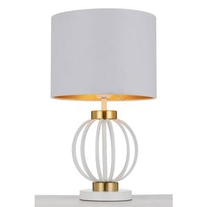 Telbix Grada Modern Table Desk Lamp Light Metal Fabric White Antique Gold