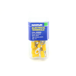 Narva 5-6mm / 6.3mm (1/4") Yellow Flared Vinyl Insulated Ring Terminal (Eye Terminal) - 20 Pack