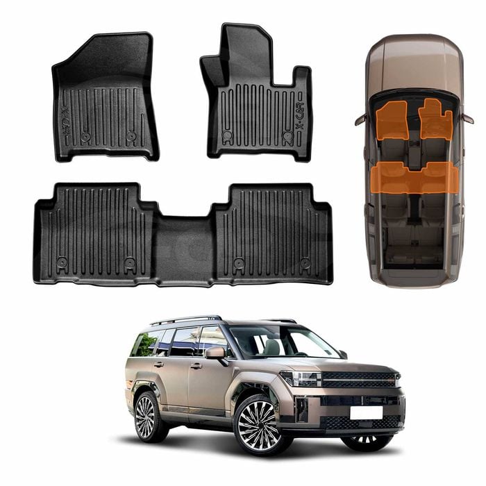 3D Heavy Duty Car Mats Floor Liner Front&Rear for Hyundai SantaFe Santa Fe 6/7 Seater 2024-Onwards