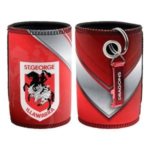 Nrl Stubby Can Cooler With Bottle Opener - Illawarra Dragons - Rubber Base