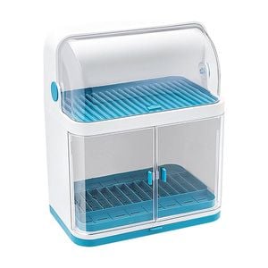 Catzon 2-Tier Plastic Drying Rack with Lids Quick Drain for Kitchen Counter