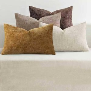 Gioia Casa 4-Pack Chenille Grid Cushion Covers 30cm x 50cm - Warm Brown