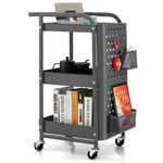 Costway 3-Tier Storage Cart Trolley w/Pegboards Grey