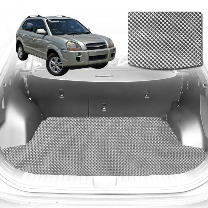 6D Diamond Car Boot Mat for Hyundai Tucson JM2004-2009-Cargo Mat-Grey-Outback GT