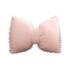 Catzon Bow Throw Pillow Covers with Pom Poms Soft Velvet Boho Decor-Pink1