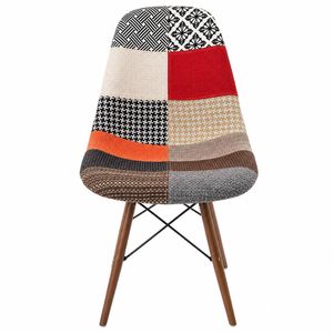 SK Designer Living | Replica Eames DSW Eiffel Chair | Fabric & Walnut - Multicoloured V2