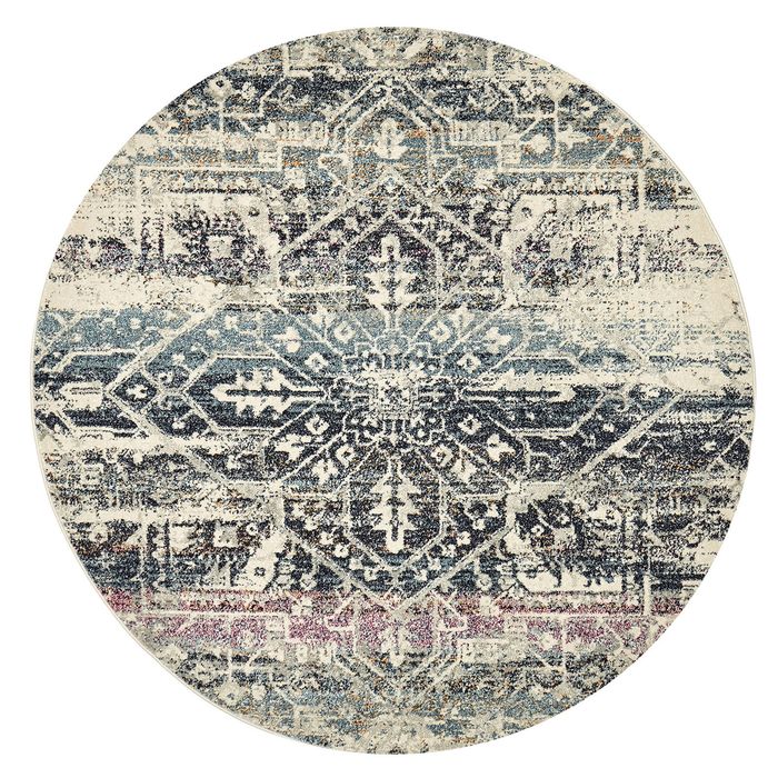 The Rug Connection Gallery 865 Navy 240x240cm - Large Round Transitional Pet Friendly Indoor Rug