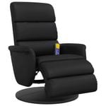vidaXL Massage Recliner Chair with Footrest Single Sofa Black Faux Leather