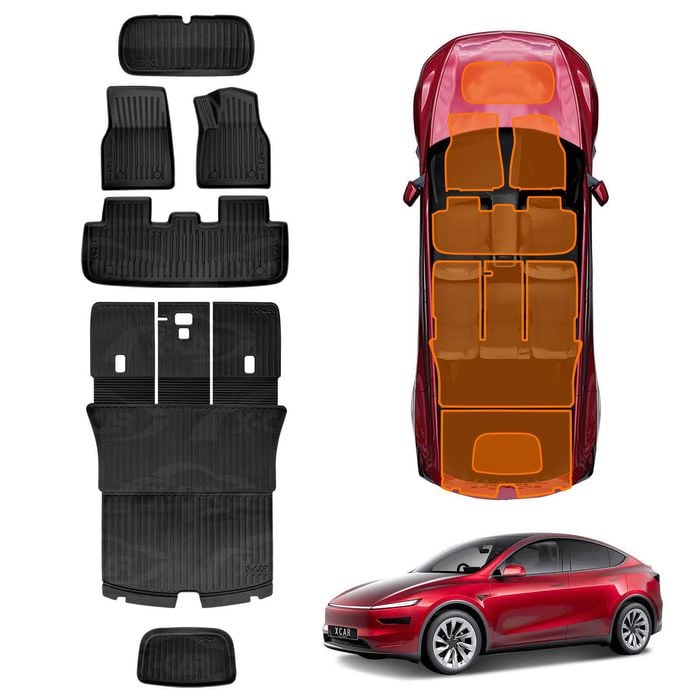 2-In-1 Boot Liners Floor Mats Set for Tesla Model Y Juniper 2025-Onwards All Weather Front Toolbox Cargo Trunk Interior Cover
