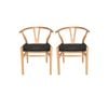 Sk Designer Living | Pack Of 2 | Replica Hans Wegner Wishbone Chair - Natural & Black