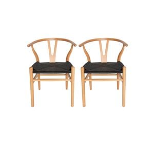 Sk Designer Living | Pack Of 2 | Replica Hans Wegner Wishbone Chair - Natural & Black