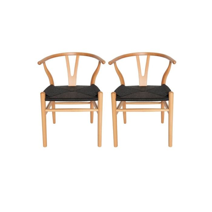 Sk Designer Living | Pack Of 2 | Replica Hans Wegner Wishbone Chair - Natural & Black