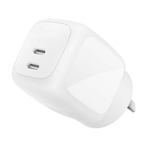 Belkin BoostCharge GaN Dual Port Wall Plug Charger W/ USB-C Output 67W White