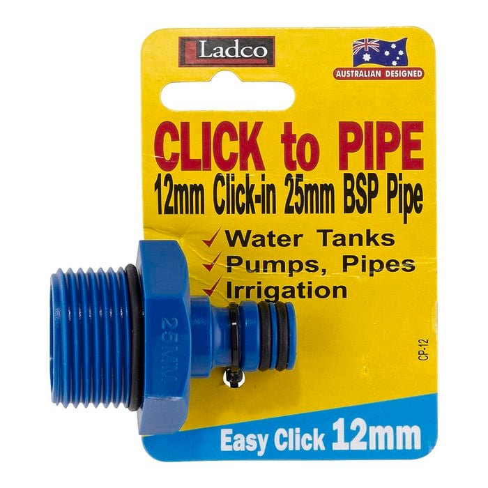 Ladco 12 x 25mm Click To Pipe Hose Fitting Adapter