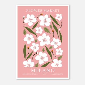 Galrie Milano Flower Market Vintage Botanical Print - Elegant Art for Home Decor, Poster Only, 70 x 100cm (28 x 40inch)