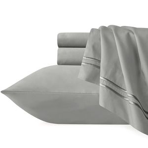 Renee Taylor Super King Strada Egyptian Cotton Quilt Cover Set Silver/CHRCL