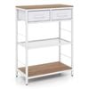 Costway 81cm Narrow Console Table 2drawer 3tier Storage Rack Natural