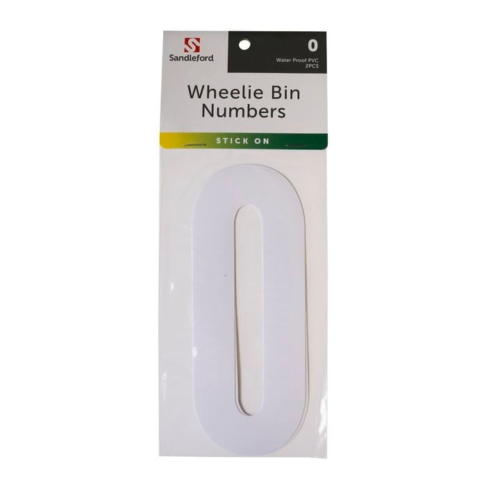 Sandleford 175mm White Self Adhesive Wheelie Bin Number 0 - 0