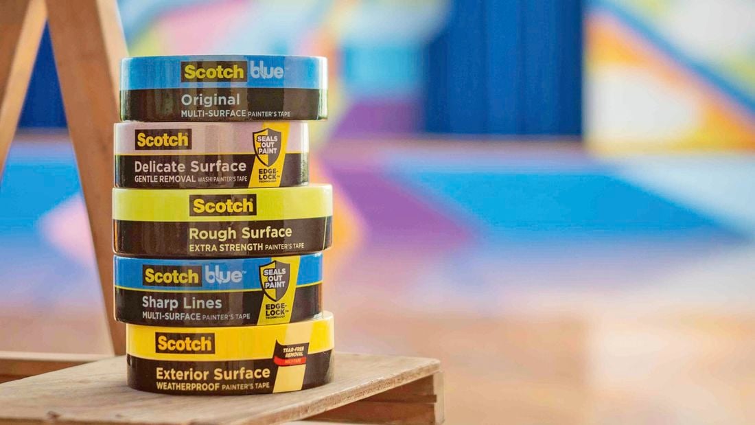 A close up of five scotch tapes.