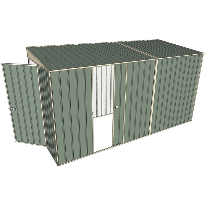 Build-a-Shed 1.5 x 3.7 x 2m Hinged Door Tunnel Shed with Sliding Side Door - Green