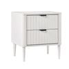 Oikiture Bedside Table Nightstand Side Storage 2 Drawers Cabinet White