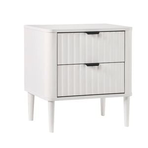 Oikiture Bedside Table Nightstand Side Storage 2 Drawers Cabinet White