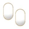 Oikiture Wooden Wall Mirrors Oval Mirror 84x50cm Set of 2 Home Decor