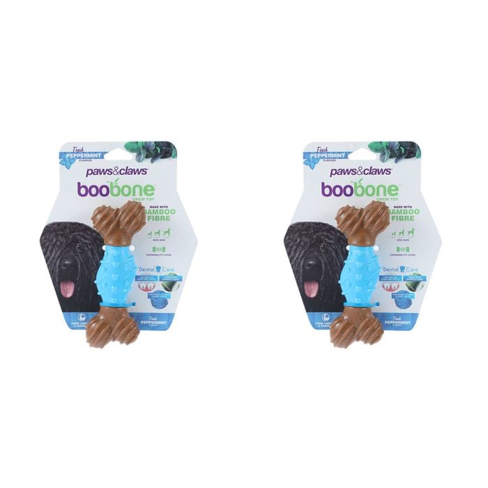 2x Paws & Claws BooBone Dental Bone Chew Toy - Peppermint