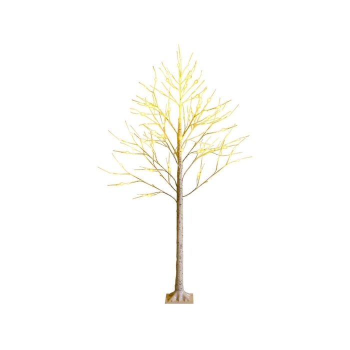 Costway 1.8M Pre-Lit Birch Christmas Tree White Xmas Decoration 96 LEDs